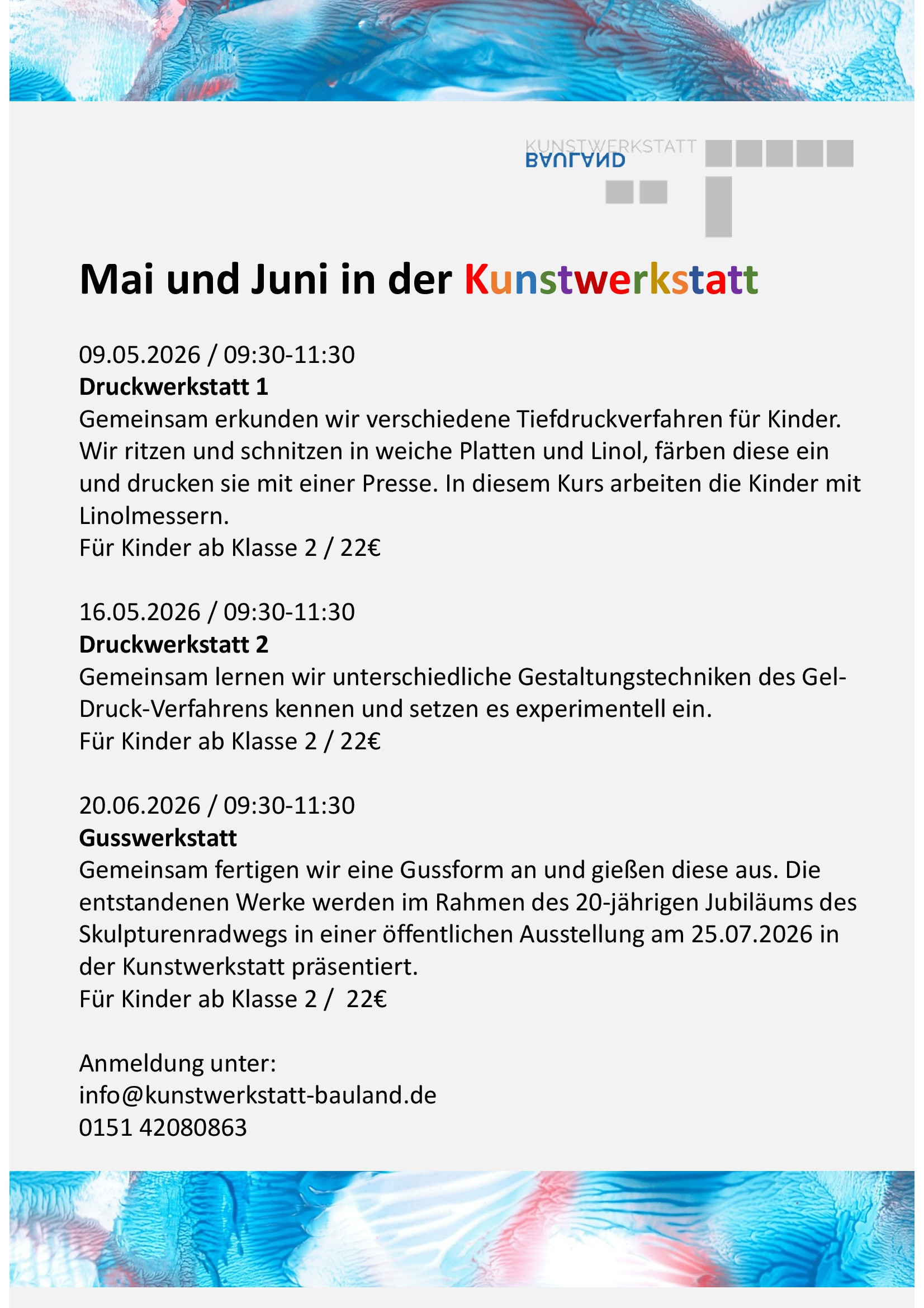 Kursprogramm Mai - Juni 2026